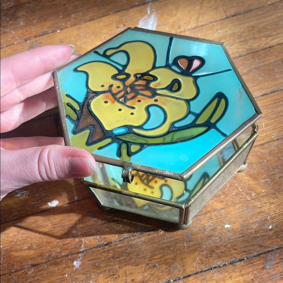 George Good Jewelry - 1981 George Good Hexagonal Stained Glass Vintage Jewelry Box